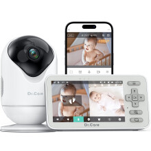 Dr.Care VistaView Lite Smart WiFi Baby Monitor - 4? 720P Split Screen & 1080P Camera App Control, Motion Alerts, HD Night Vision, 3000mAh Battery, 2-W