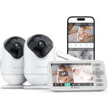 Dr.Care VistaView Lite Smart WiFi Baby Monitor with 2 Cameras- 4? 720P Split Screen & 1080P Camera App Control, Motion Alerts, Night Vision, 3000mAh B