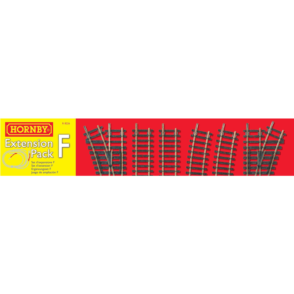 Hornby R8226 Oo Gauge Track Extension Pack F - Extra Track Pieces For Model Railway Sets, Model Train Track Pieces, Includes - Straights, Curves, Lh P