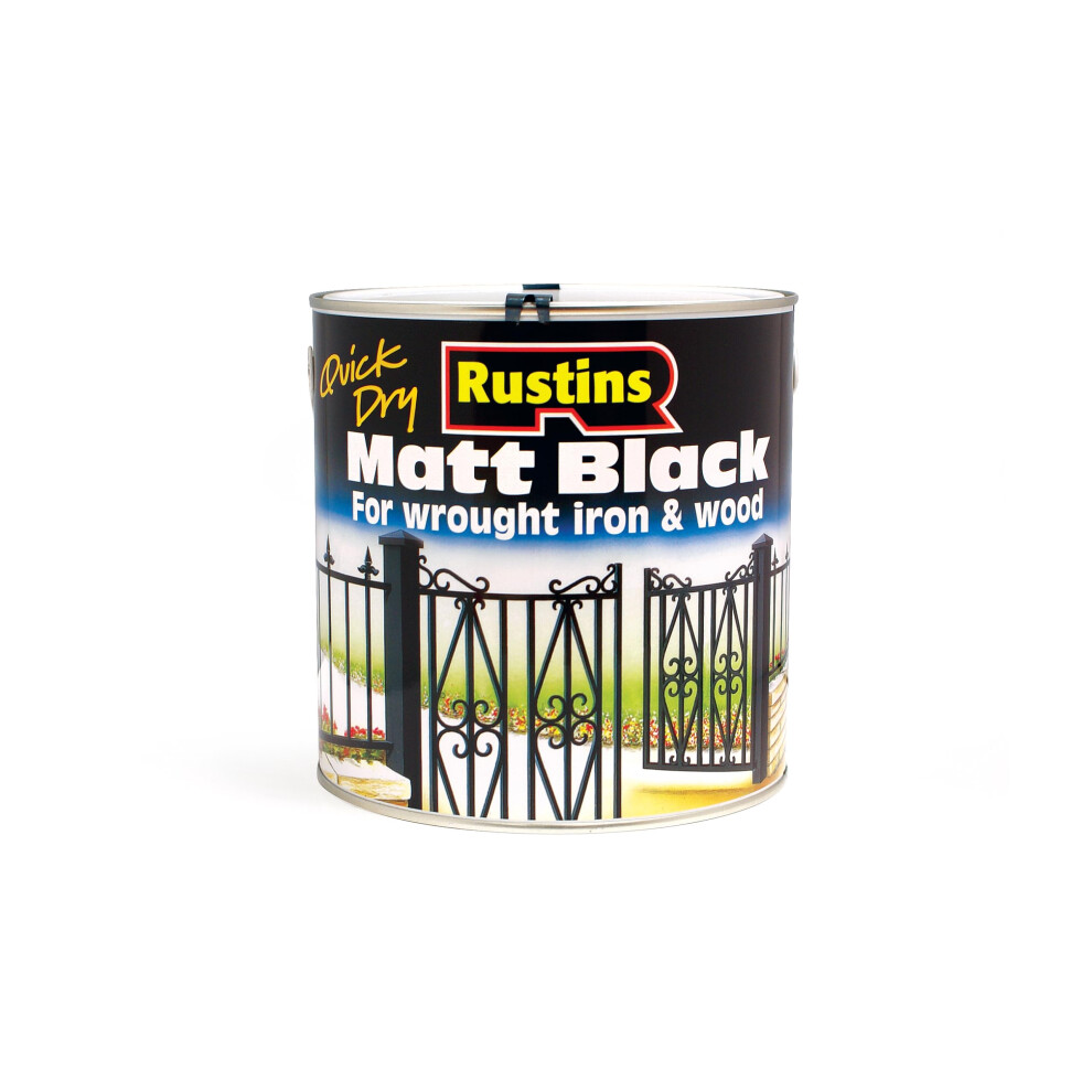 RUSTINS Quick Drying Matt Black Paint 2.5L -Easy DIY Application for a Professional Finish in Minutes, Ideal for Interior & Exterior Surfaces