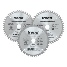 Trend Wood Circular Saw Blades, 160mm Diameter, 20mm Bore, 24/48 Teeth, 2.2mm Kerf, +15/4? Hook, TCT, Medium/Fine/S.Fine Finish, 3 Pack, CSB/160/3PK/A
