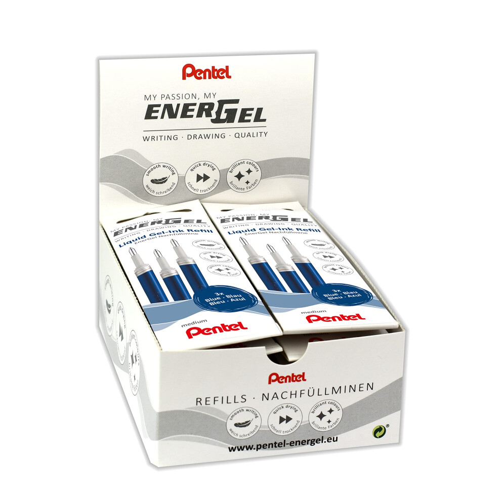 Pentel EnerGel LR7 Refill for 0.7 mm Gel Pen, Blue (Pack of 12 x 3)
