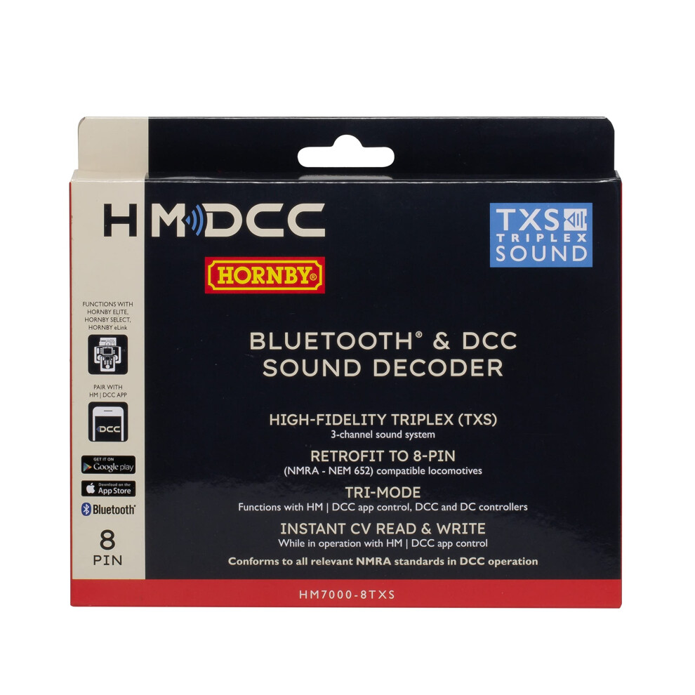 Hornby R7336 Hm7000-8Txs: Bluetooth? & Dcc Sound Decoder (8-Pin) - Accessories For 00 Gauge Track & Train Sets - Compatible With Select