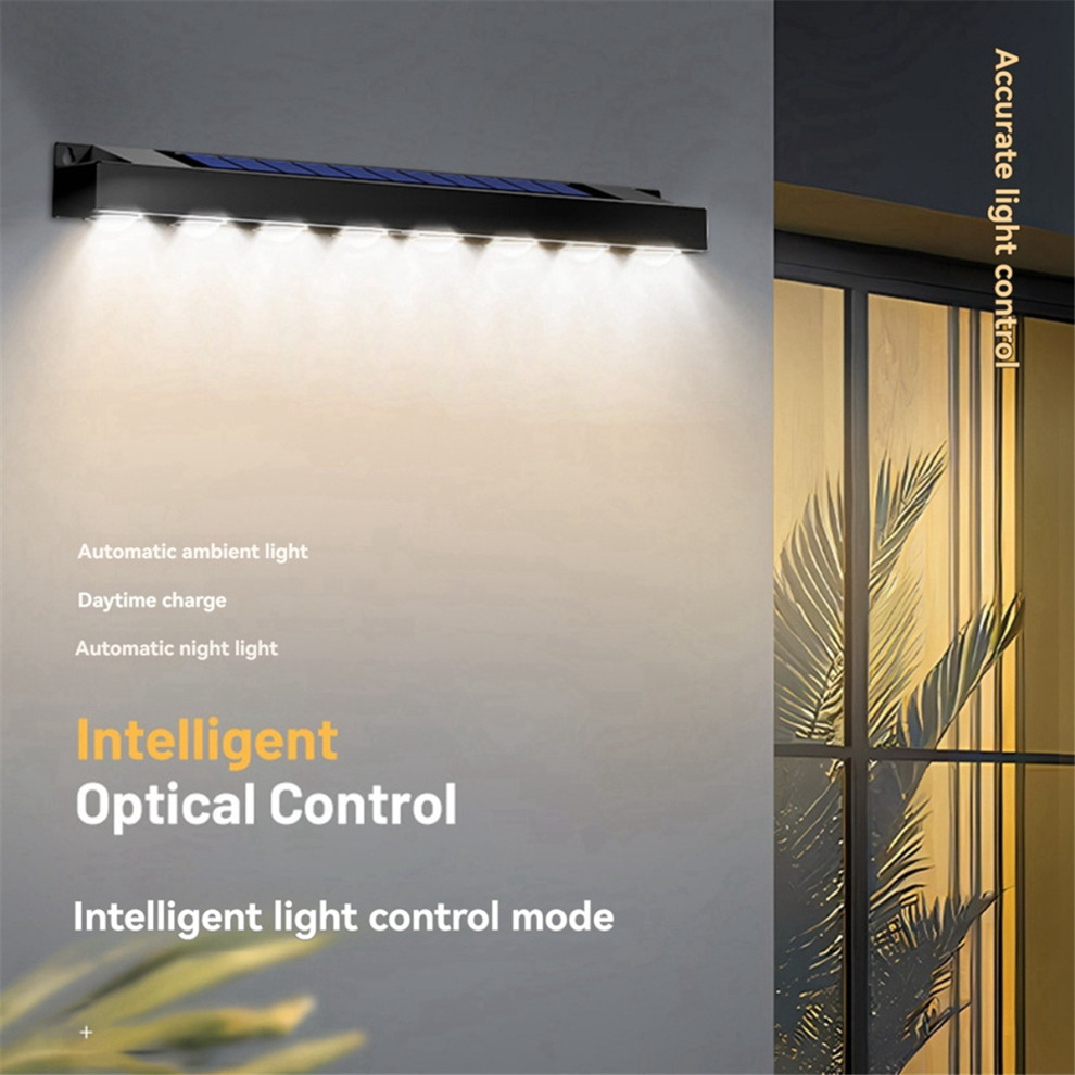 Lampe Solaire D'Extérieur pour Patio, Éclairage de Pilier, à LED Du Crépuscule L'Aube, D'Extérieur, 8 Lumières