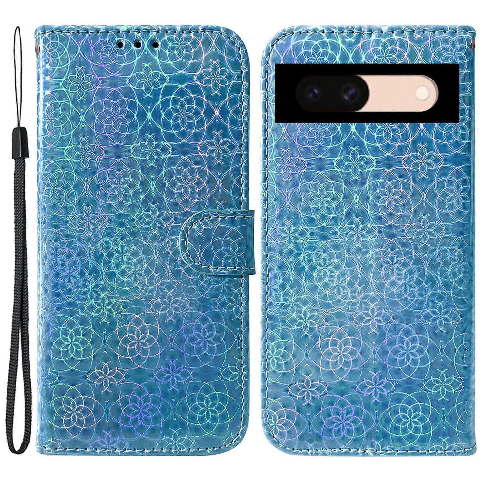 Photos - Case For Google Pixel 8a  PU Leather Dazzling Flower Phone Cover with Card Slots