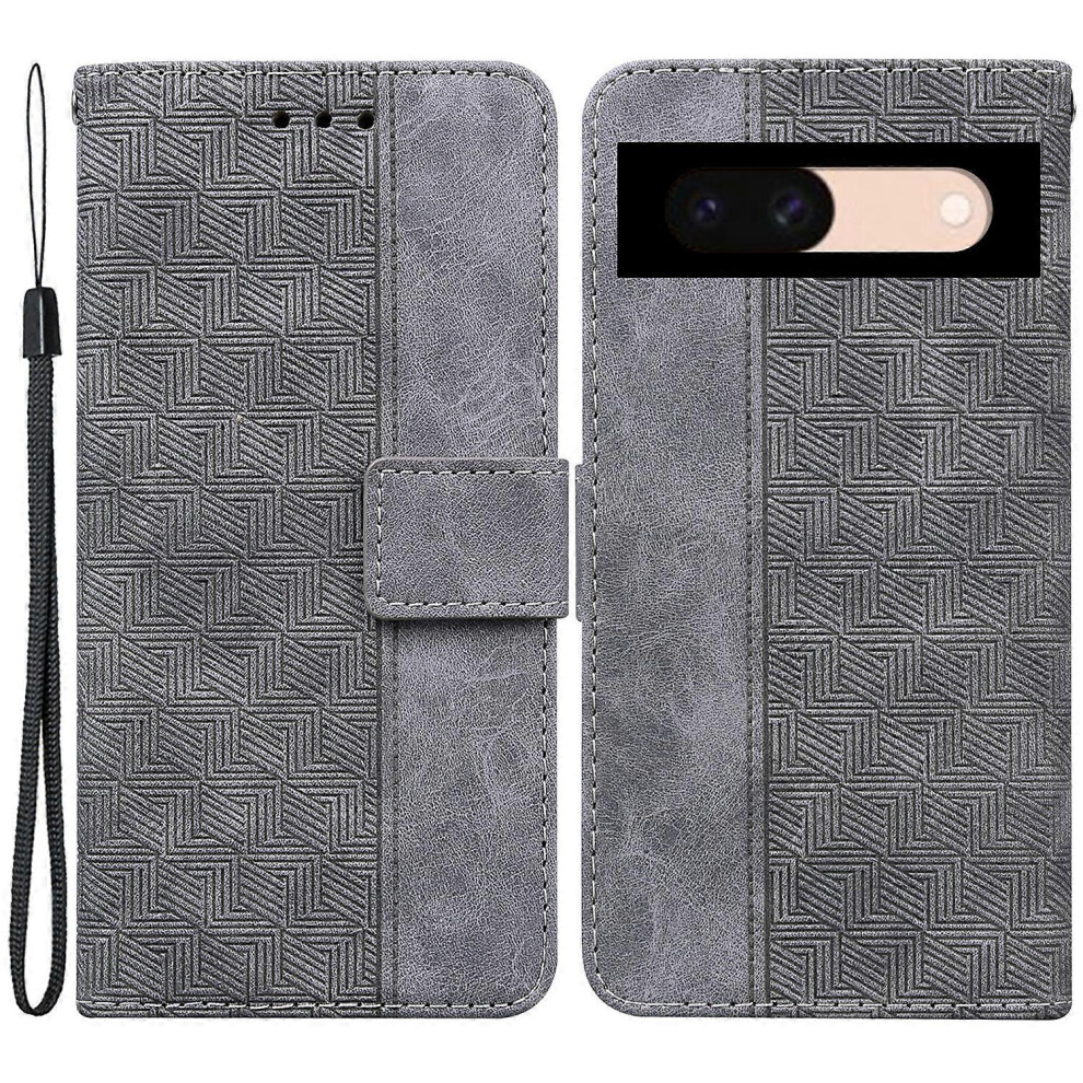 For Google Pixel 8A Wallet Phone Case Geometry Imprinted Leather Flip Cover 4006042545628