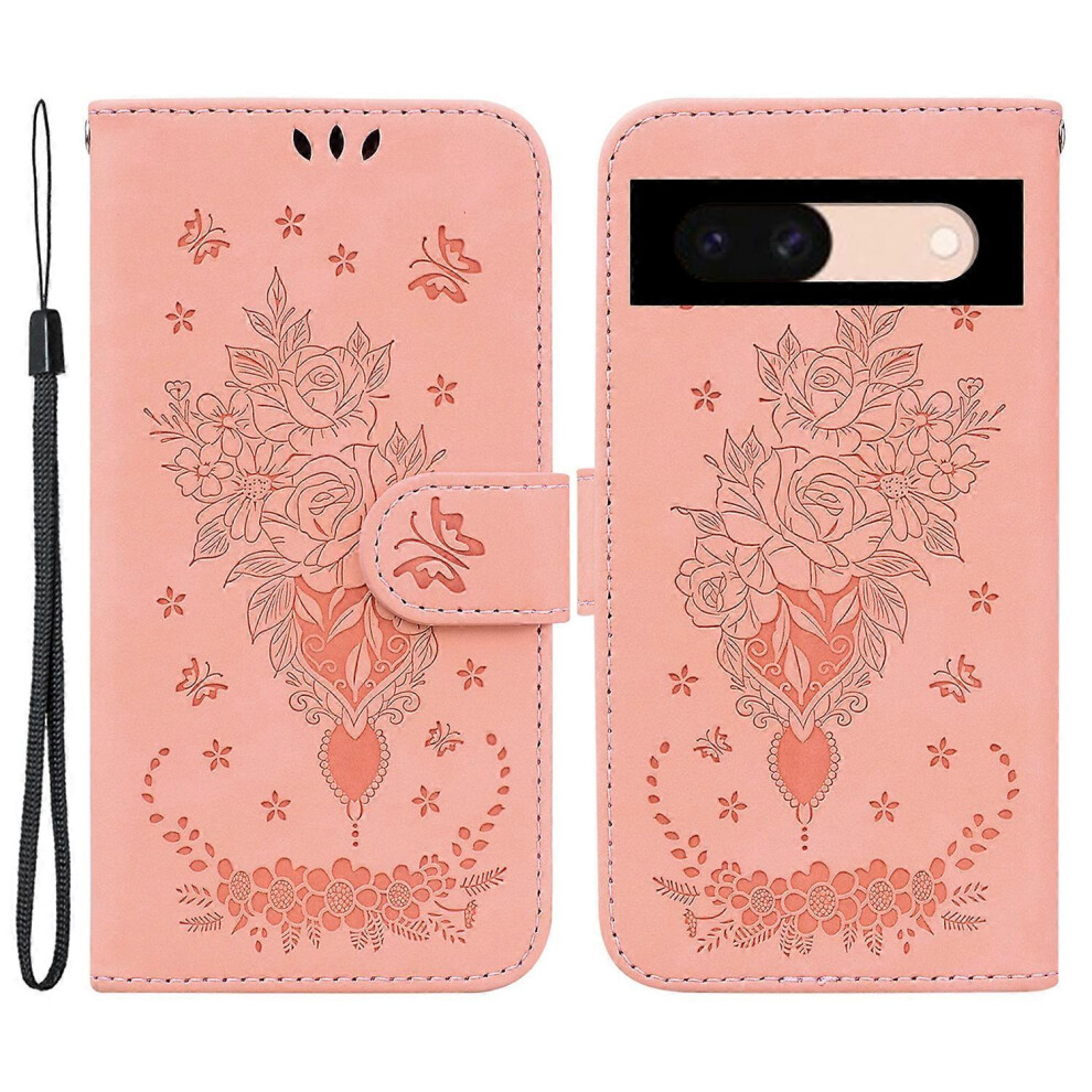 For Google Pixel 8A Case Pu Leather+Tpu Imprinted Phone Cover With Flower Pattern 4006042544973