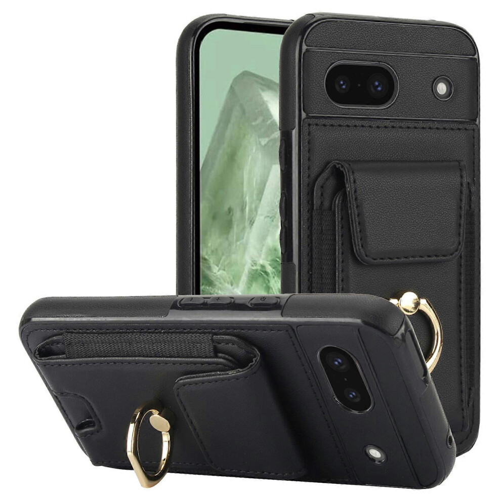 For Google Pixel 8A Kickstand Case Pu Leather+Tpu Phone Cover With Card Slots 4006042549794