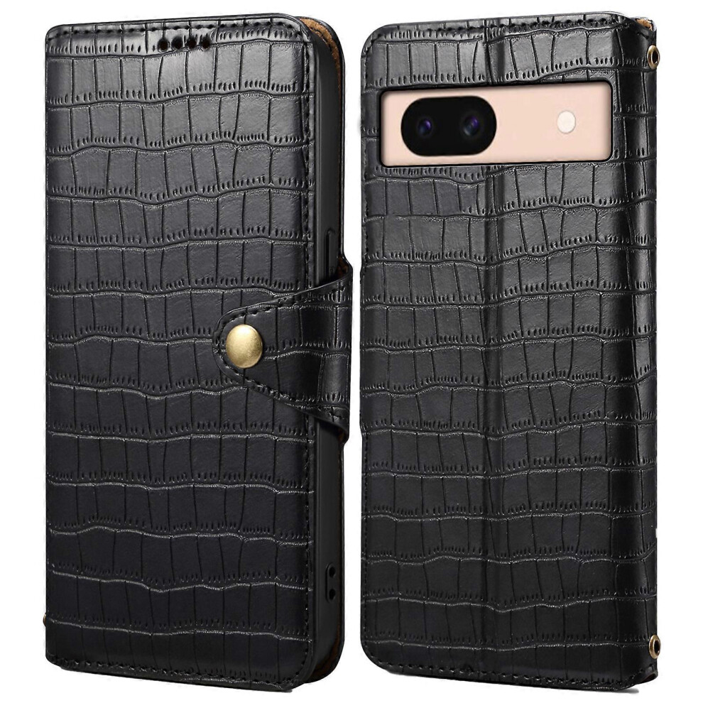 For Google Pixel 8A Phone Cover Crocodile Texture Wallet Case With Folding Stand 4006042550738