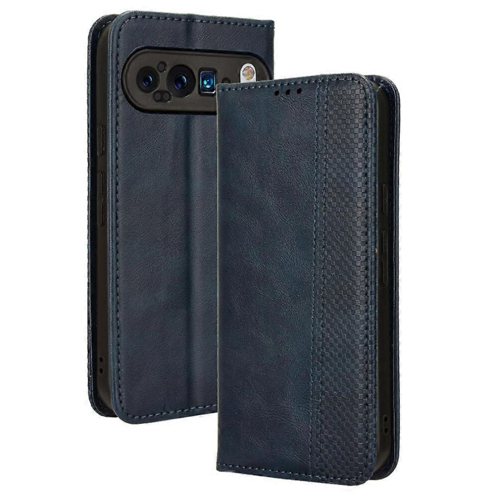 Photos - Case For Google Pixel 9 Pro  Vintage Leather Stand Magnetic Closure Phone Cover