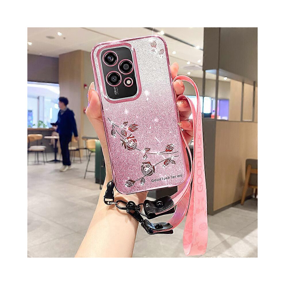 For Honor 200 Lite Case Glitter Gradient Tpu Phone Cover With Lanyard 6499630150539