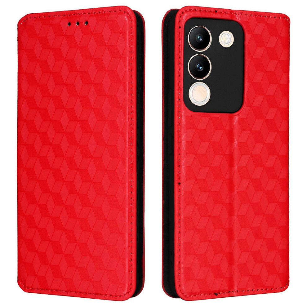 For Vivo V29e (Global) 5G / Y200 (India) 5G Case Rhombus Imprinted Phone Cover With Wallet Stand 6499630152168