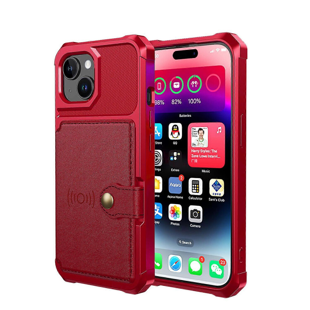 Photos - Case For iPhone 15 PU Leather+TPU Phone  Card Holder Wallet Back Cover Support Magnetic Car Mount