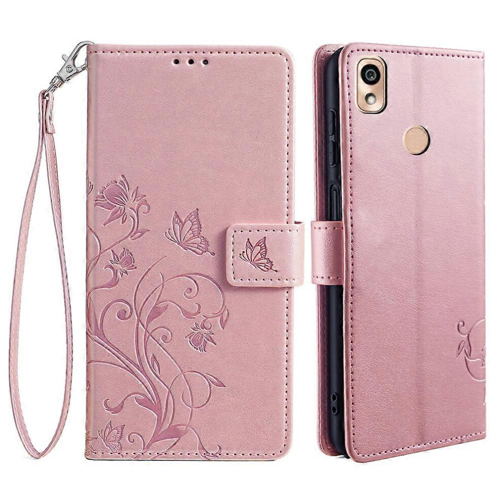 For Kyocera Ky-51B Case Butterfly Flower Pu Leather Magnetic Clasp Wallet Flip Phone Cover 6499630156319
