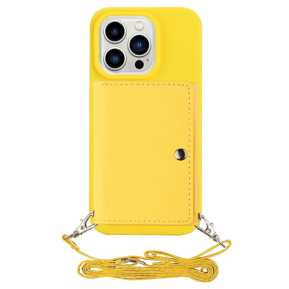 Tpu Phone Case For Iphone 15 Pro Max, Pu Leather Wallet Phone Kickstand Cover With Shoulder Strap 6499630155770