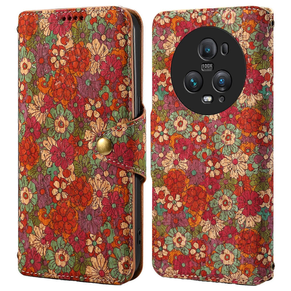Photos - Case For Honor Magic5 Pro Leather  Four Seasons Flower Phone Wallet Cover