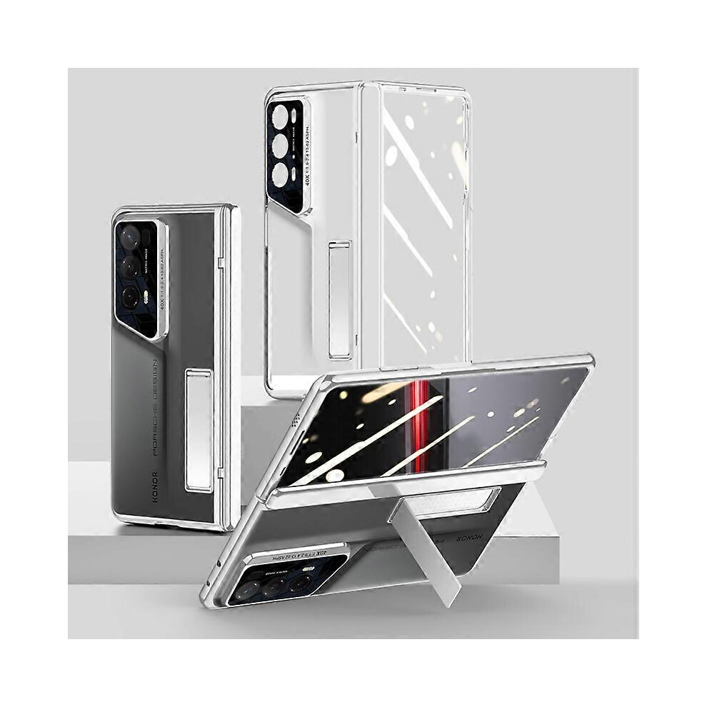 Clear Hinge Protection Magnetic Kickstand Case For Honor Magic V2 Rsr Porsche Design, With Tempered Glass Film 6499630171510