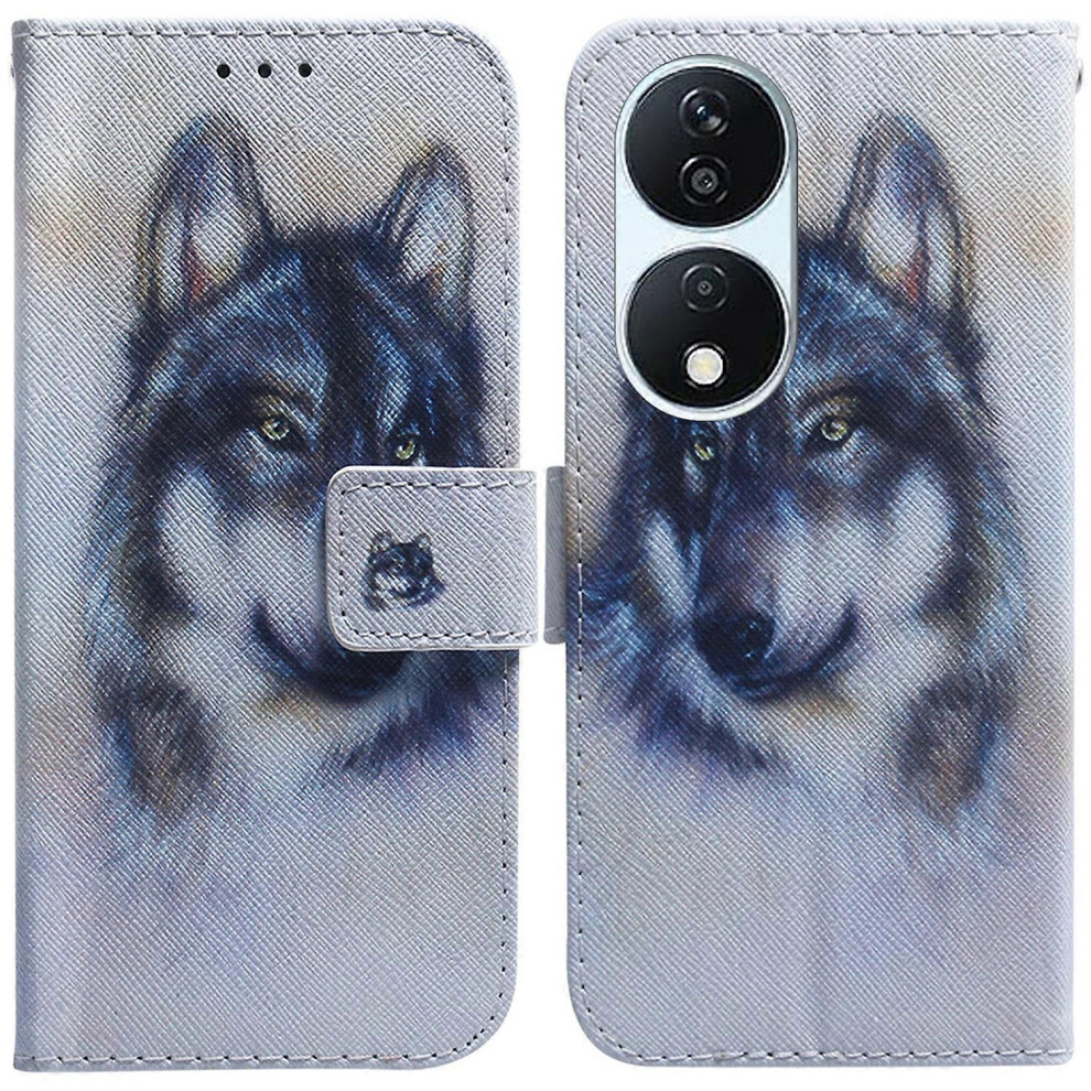 Photos - Case For Honor X7b 4G/ Play 50 Plus 5G Leather  Pattern Printing Wallet Phone Cover