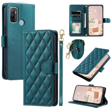 Crossbody Case for Oppo A53 (2020)/ A32 (2020)/ A53s 4G/ A33 (2020)/ A11s, Rhombus Grid PU Leather Folio Phone Cover