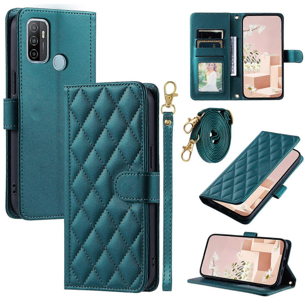 Crossbody Case For Oppo A53 (2020)/ A32 (2020)/ A53s 4G/ A33 (2020)/ A11s, Rhombus Grid Pu Leather Folio Phone Cover 6186831310175