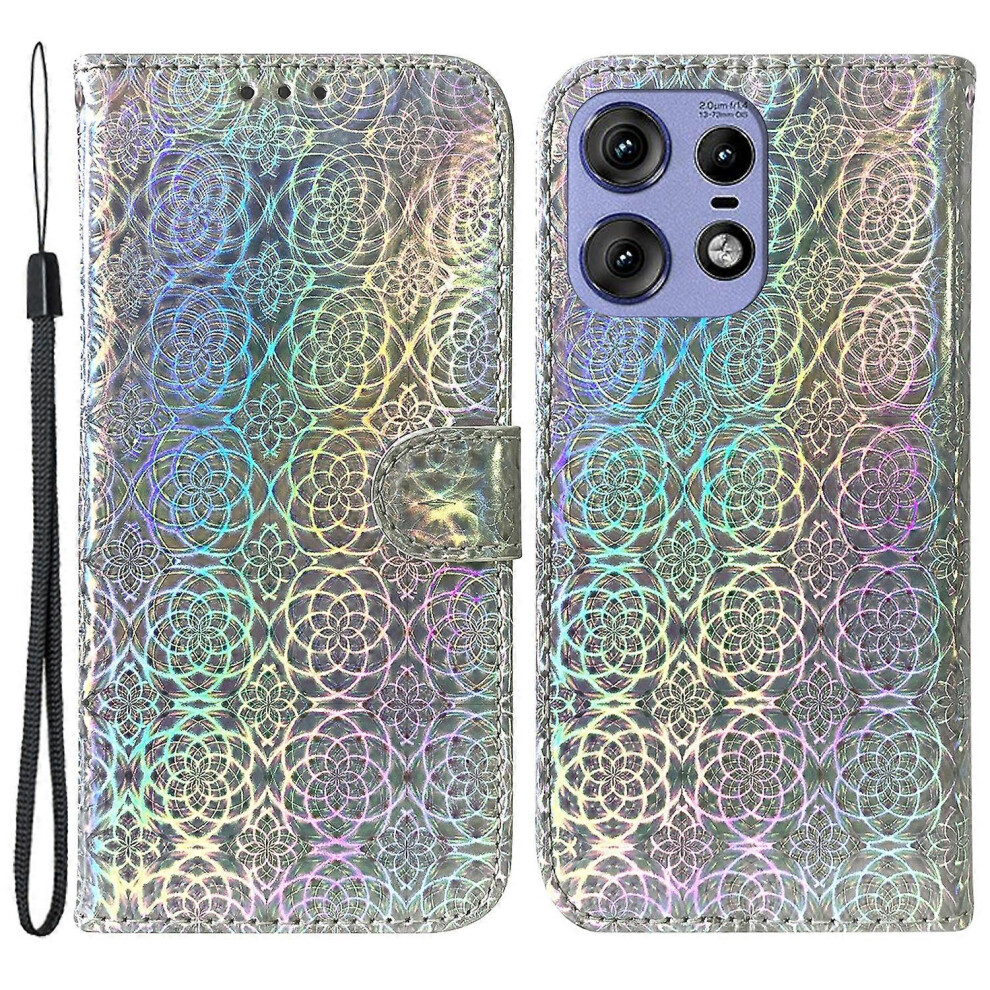Photos - Case For Motorola Edge 50 Pro 5G  Card Holder Stand Dazzling Flower PU Leather Phone Cover