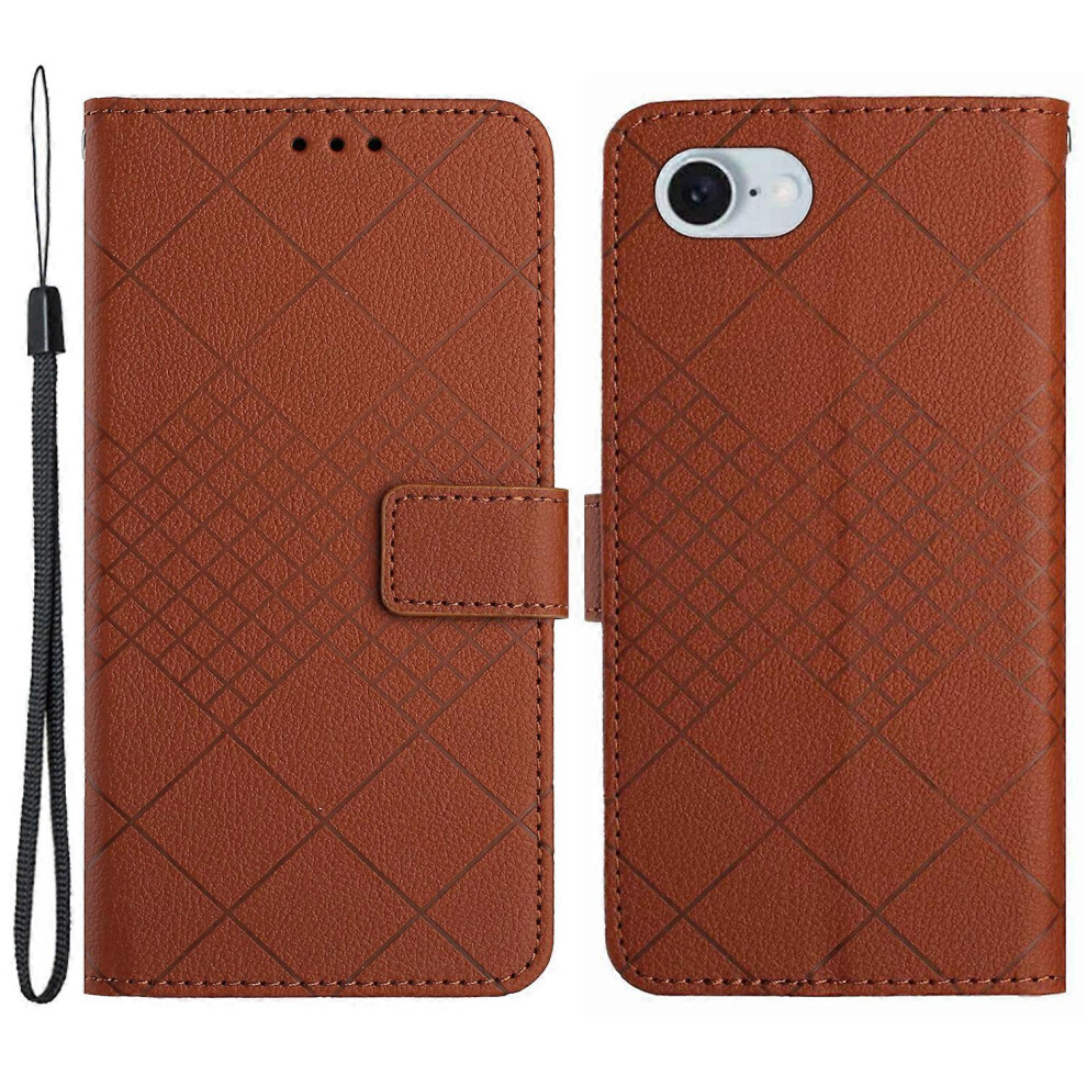 For Iphone Se (2024) Drop-Proof Phone Case Rhombus Pattern Pu Leather Wallet Cover 6186831329542