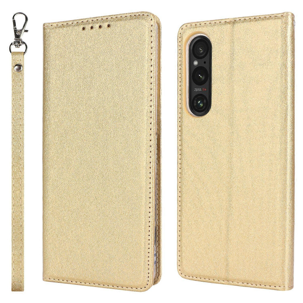 Photos - Case PU Leather Phone Shell for Sony Xperia 1 V Silk Texture Stand Wallet Phone  Cover