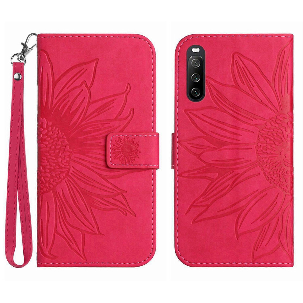 For Sony Xperia 10 Vi Leather Case With Wrist Strap Sunflower Phone Cover 6186831328316