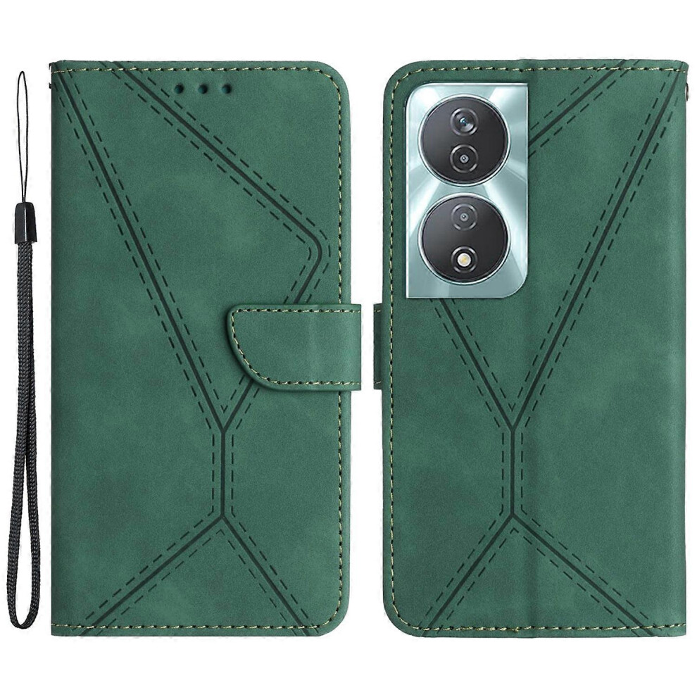 Photos - Case For Honor 90 Smart/ X7b 4G Magnetic Phone Lines Imprinted Leather Flip Stand Cover