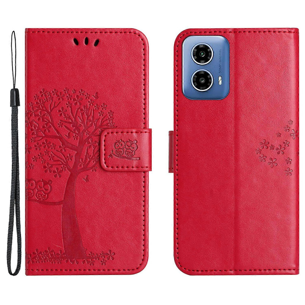 Photos - Case For Motorola Moto G24 4G Wallet  Owl Tree Pattern PU Leather Phone Cover