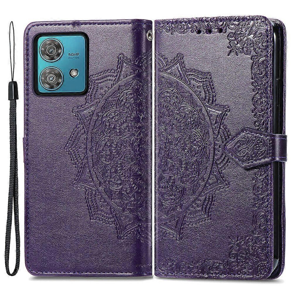 For Motorola Edge 40 Neo 5G Case Mandala Embossed Pu Leather 3 Card Slots Phone Cover 6186831340981