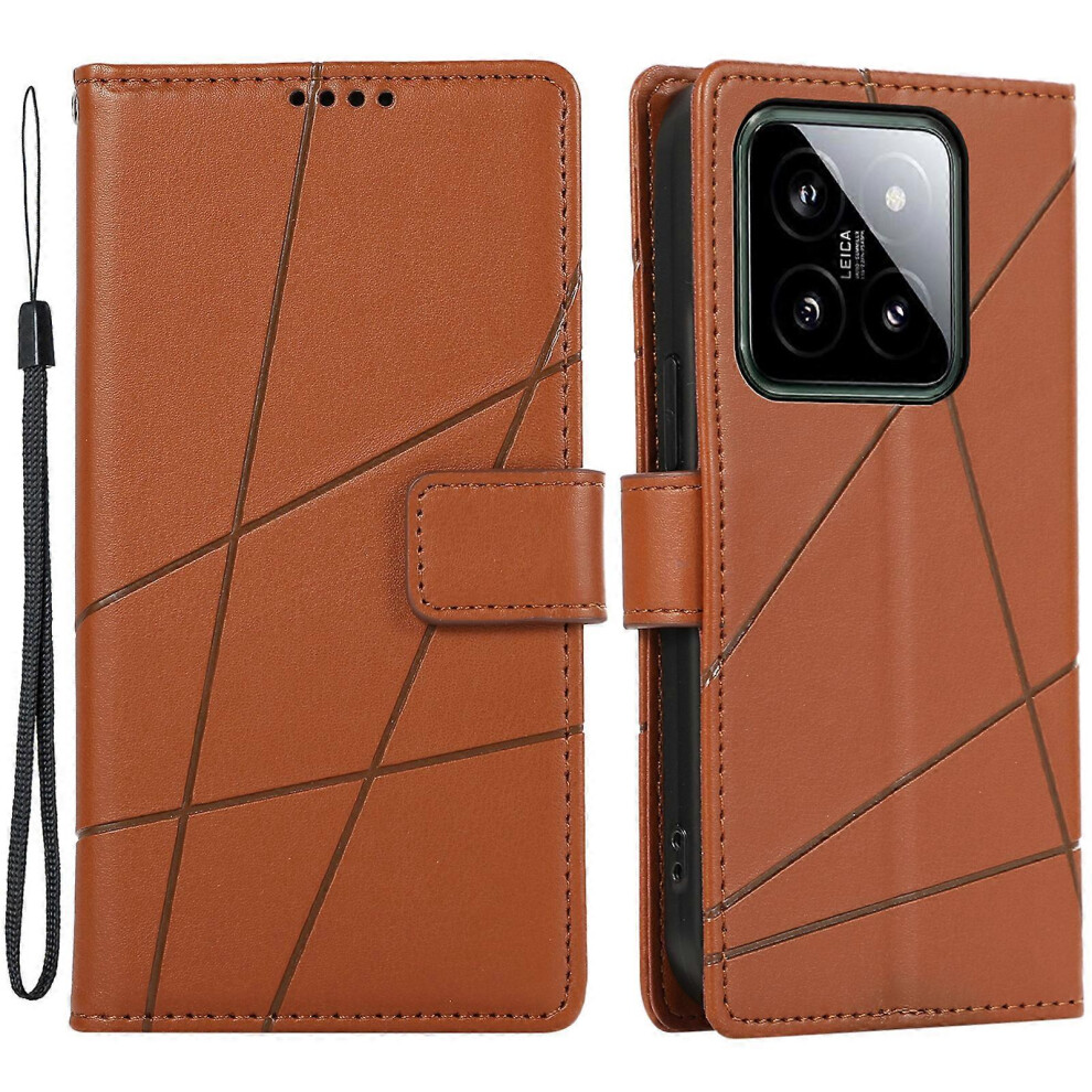 Photos - Case DF-06 Imprinted Lines PU Leather Phone Cover For Xiaomi 14 Pro, Wallet Design 
