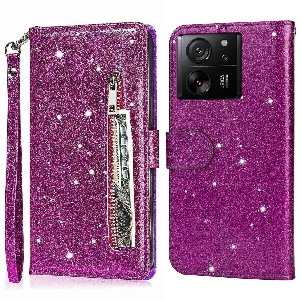 Photos - Case Foldable Stand Leather Zipper Pocket Phone For Xiaomi 13T/13T Pro/Redmi K60 Ultra, with Strap