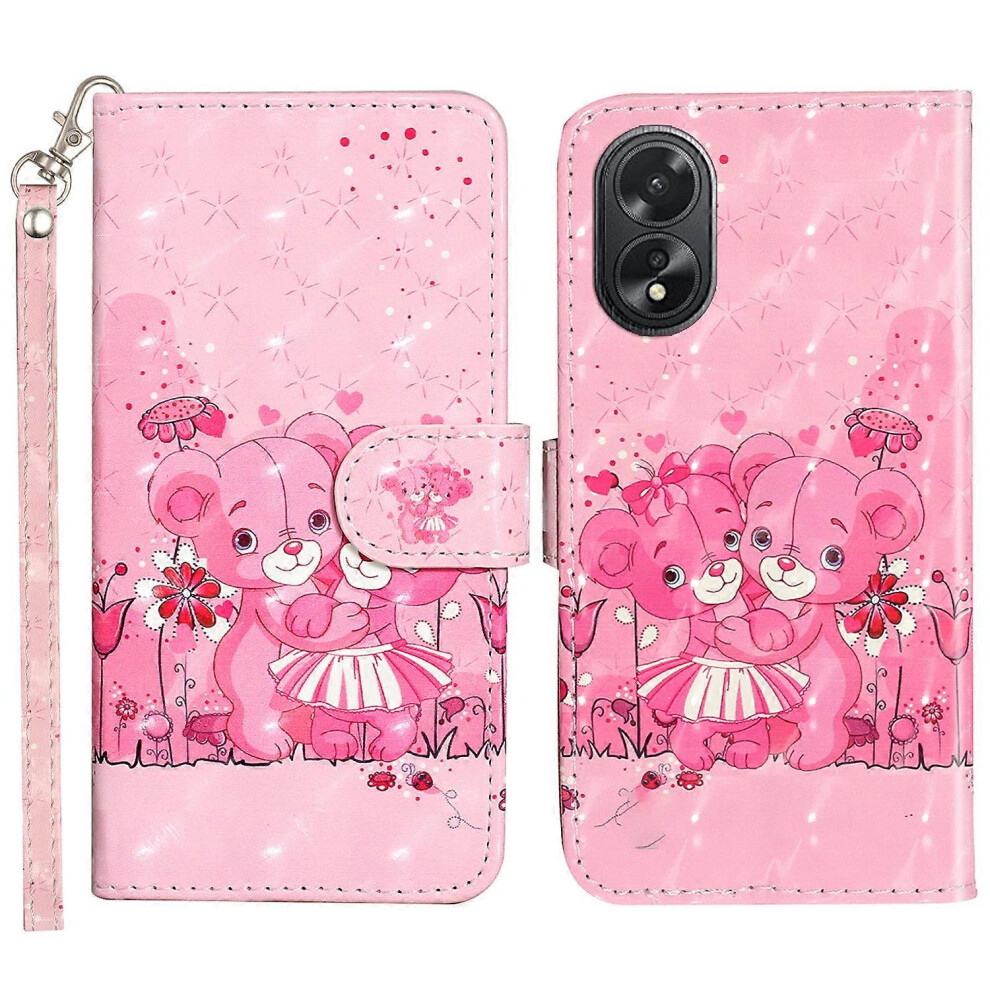 3D Pattern Print Leather Phone Case For Oppo A38 4G / A18 4G, Wallet Cover 6186831347881