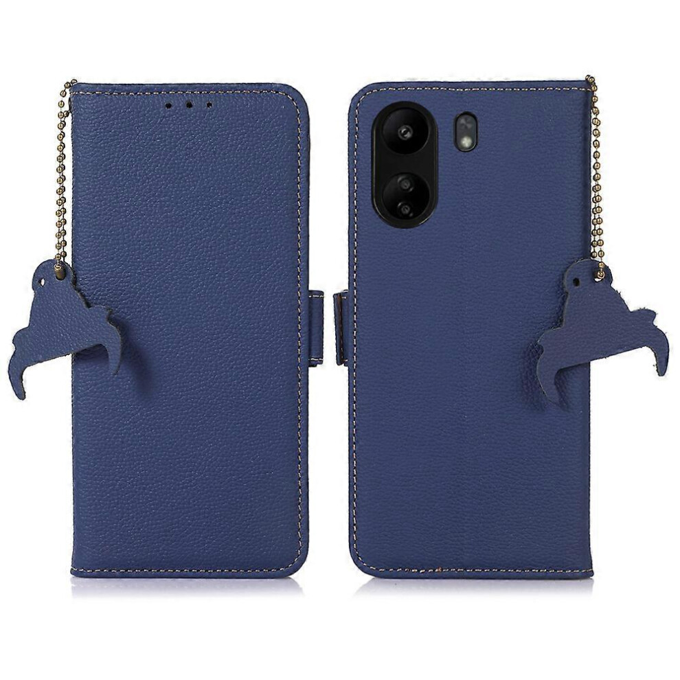 Cow Leather Cover Phone Case For Xiaomi Redmi 13C, With Rfid Blocking Wallet 6186831351949