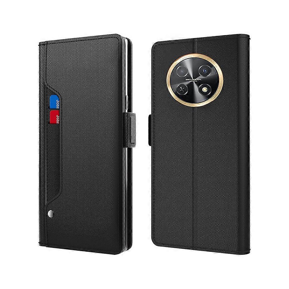 Anti-Scratch Leather Case For Huawei Nova Y91 4G, Mirror Card Holder Phone Desk Stand Design Cover 6186831352342