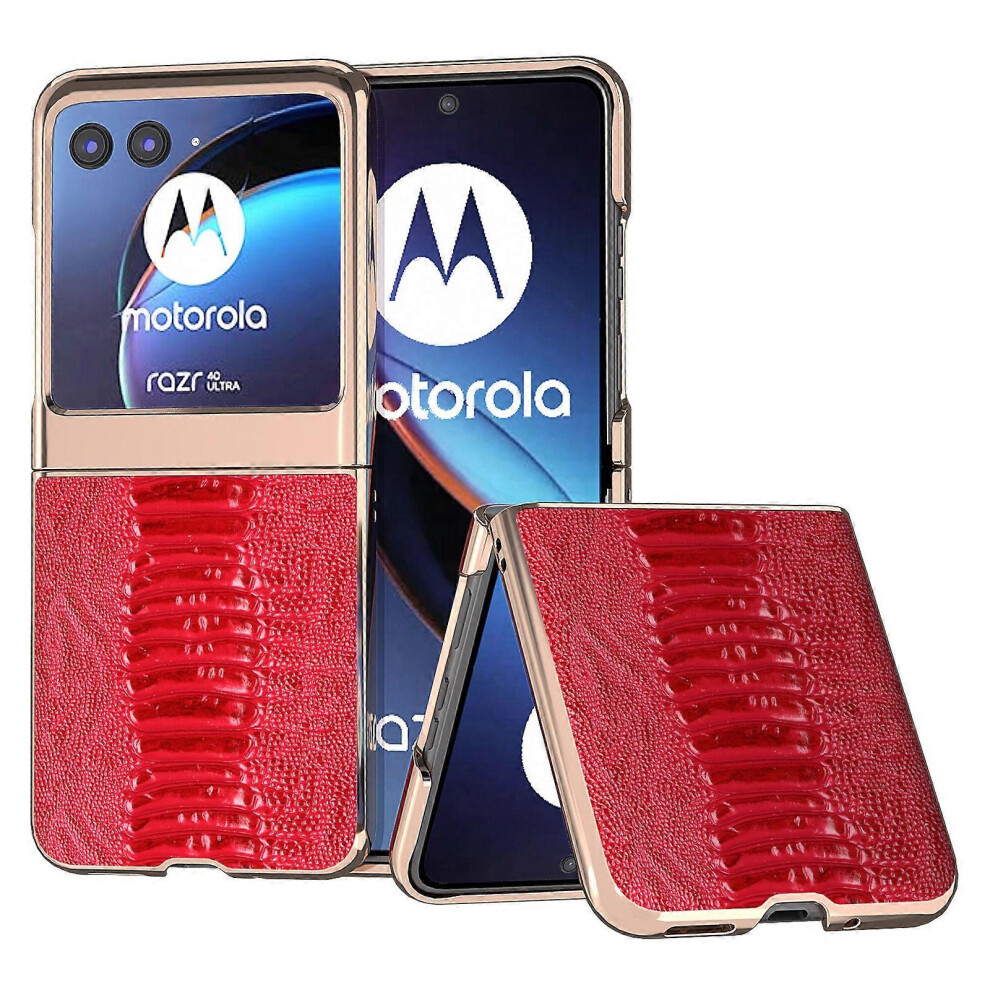 Crocodile Thin Cover Genuine Cow Leather + Pc Electroplating Case For Motorola Razr 40 Ultra 5G 6186831352106