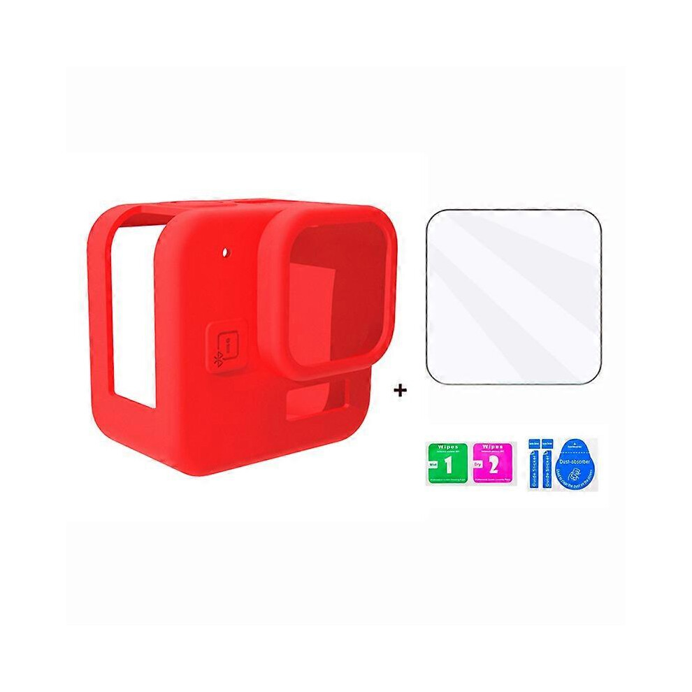 For Gopro Hero 11 Mini Silicone Protective Cover Action Camera Anti-Collision Case With Tempered Glass Lens Film Black 6186831358627