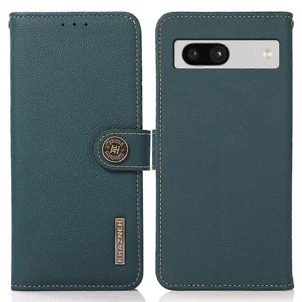For Google Pixel 7A Rfid Blocking Wallet Phone Shell Genuine Cow Leather Stand Cover 6186831362501