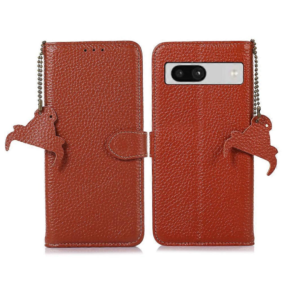 For Google Pixel 7A Genuine Cow Leather Litchi Texture Rfid Blocking Wallet Stand Case 6186831362433