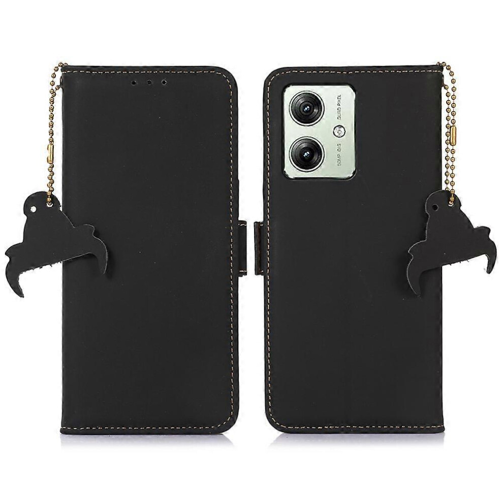 For Motorola Moto G54 5G Phone Case Rfid Blocking Genuine Cow Leather Phone Cover 6186831363072