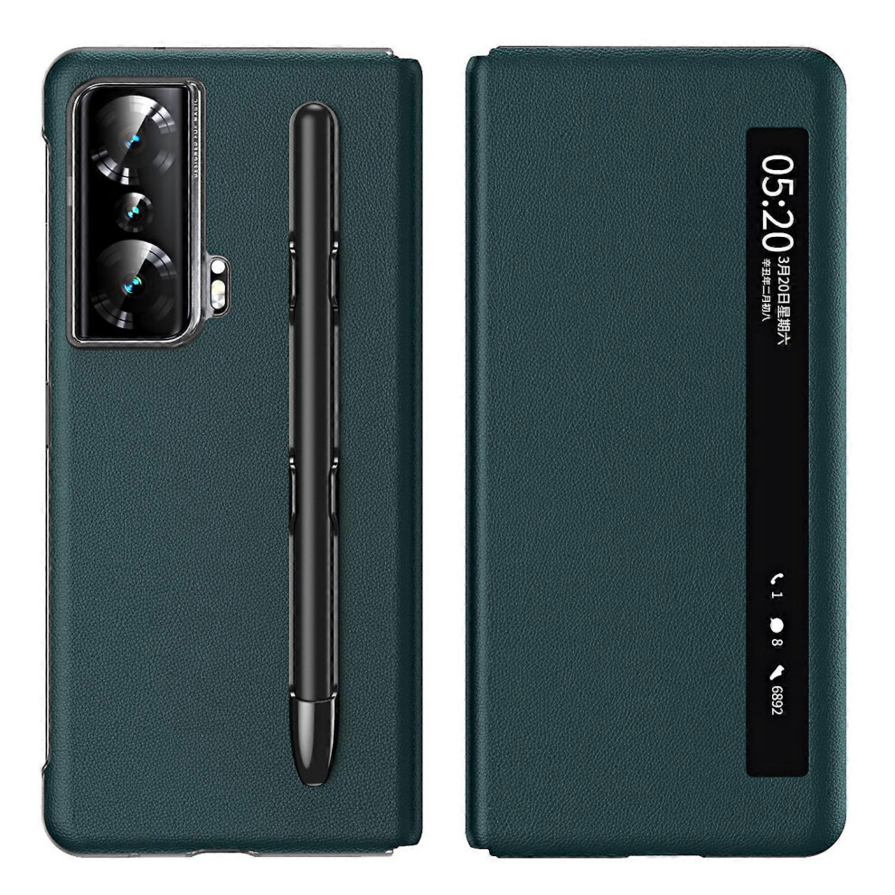 For Honor Magic Vs Ultimate 5G / Magic Vs 5G View Window Litchi Texture Pu Leather Case Foldable Stand Cover With Pen Slot And Stylus Pen 6186831367209