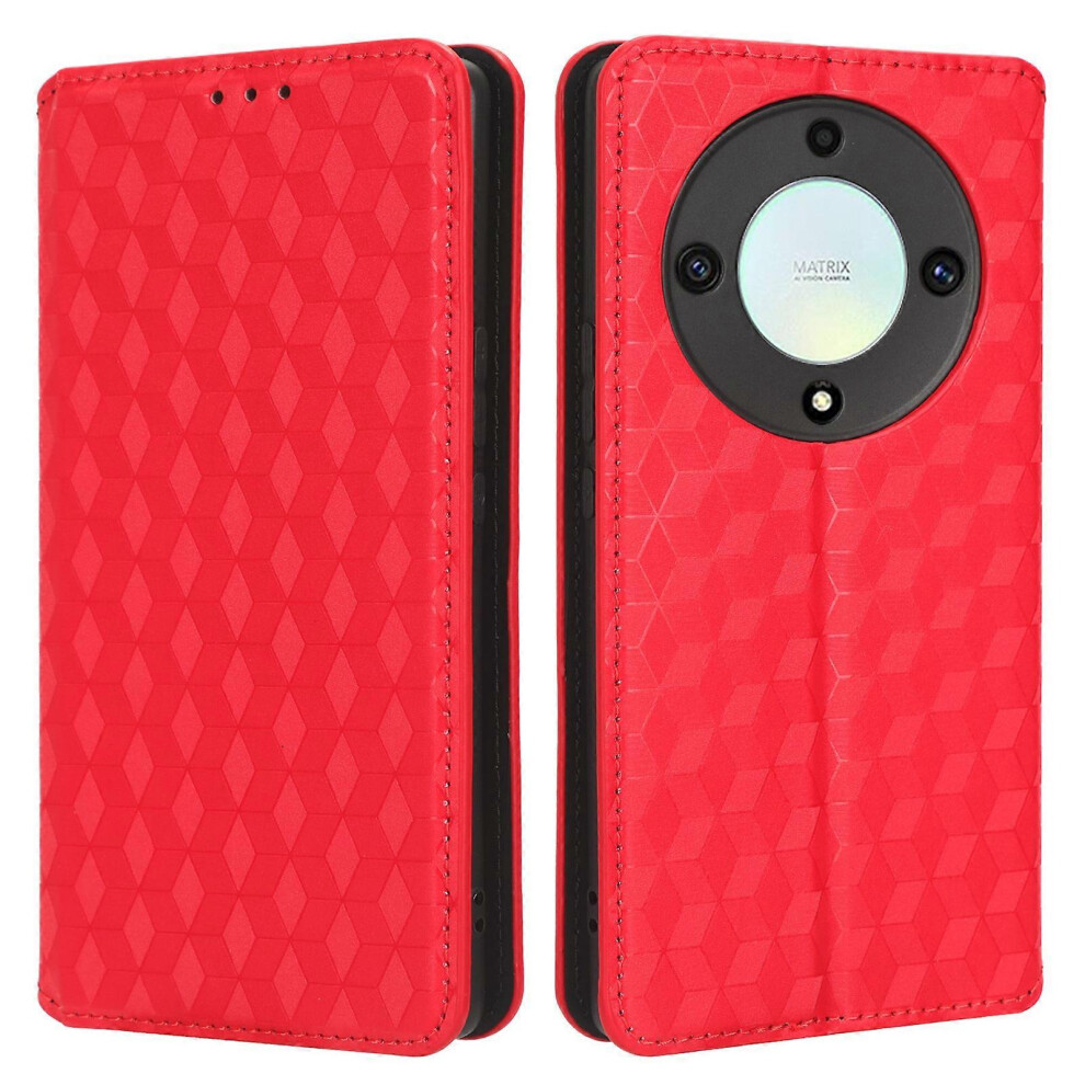For Honor Magic 5 Lite 5G /X9a 5G / X40 5G Phone Leather Case Wallet Stand Imprinted Rhombus Pattern Phone Cover 6186831369289