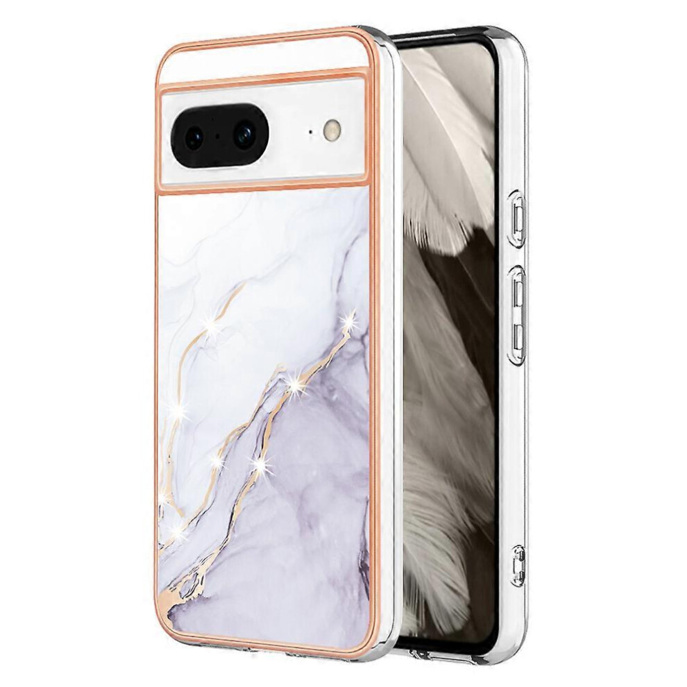 For Google Pixel 8 Tpu Case Imd Marble Pattern Electroplated Phone Cover 6186831369739
