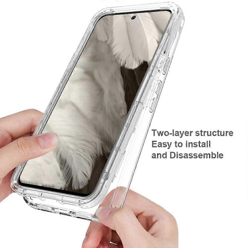 For Google Pixel 8 Case Gradient PC+TPU Phone Cover with PET Screen Protector 1