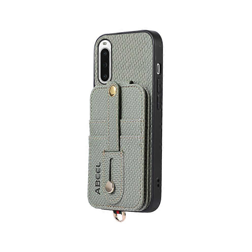 Carbon Fiber Texture Pu+Tpu Case For Sony Xperia 10 V, Rfid Blocking Card Holder Kickstand Cover 6186831375891