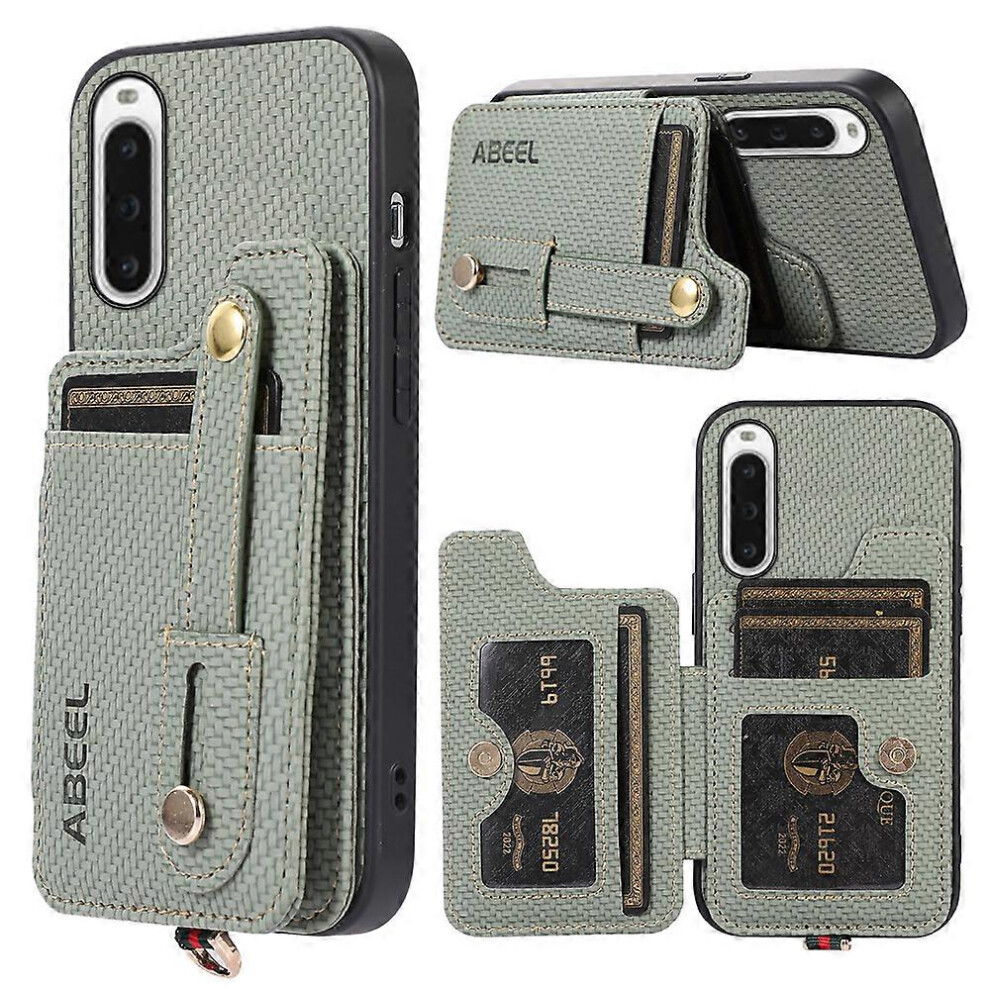 Kickstand Phone Case For Sony Xperia 10 V, Rfid Blocking Pu+Tpu Cover With Card Holder 6186831375082