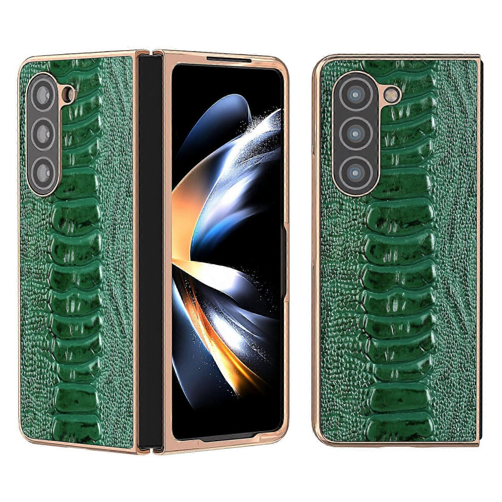 Crocodile Texture Shockproof Electroplating Leather + Pc Phone Case For Samsung Galaxy Z Fold5 5G 6186831374269