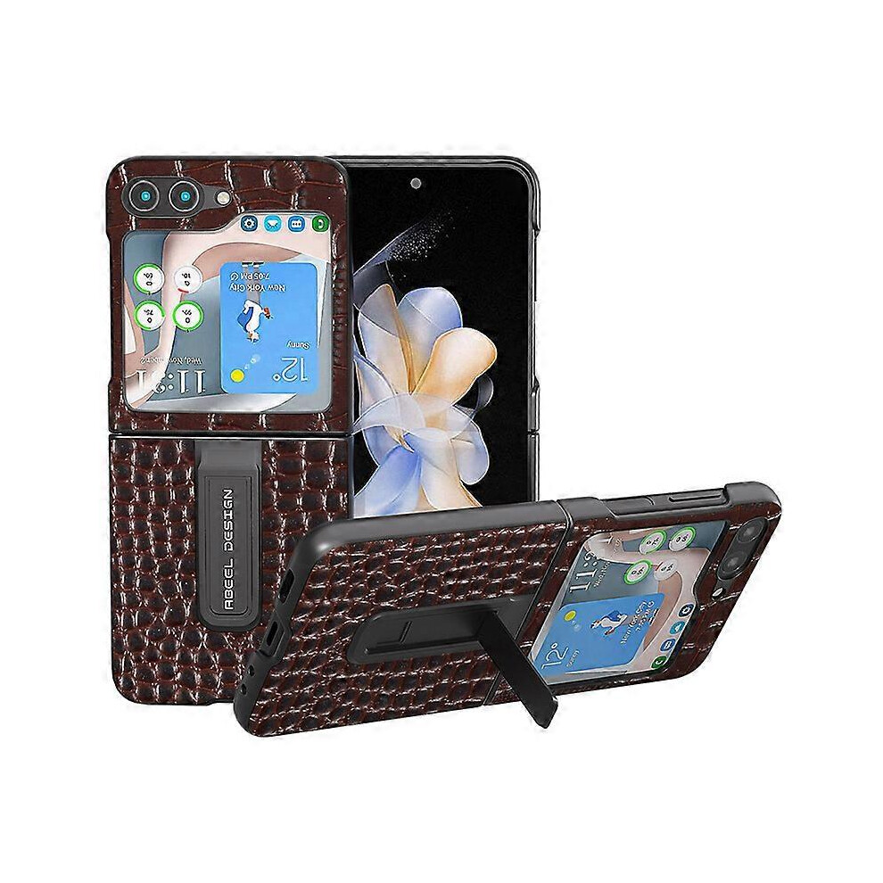 Crocodile Texture Protective Case For Samsung Galaxy Z Flip5 5G, Leather+Pc Kickstand Phone Cover 6186831373200