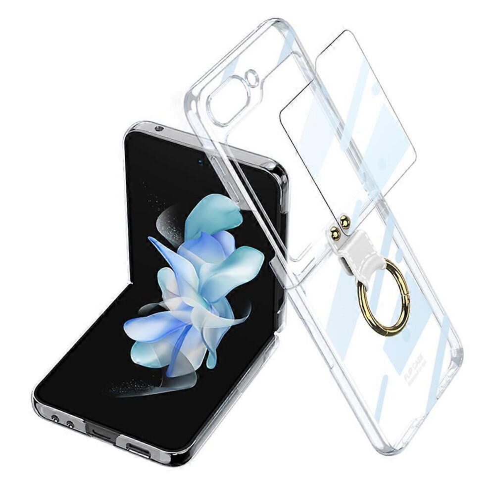 Clear Hard Pc Ring Kickstand Case For Samsung Galaxy Z Flip5 5G, With Back Screen Protector 6186831372791